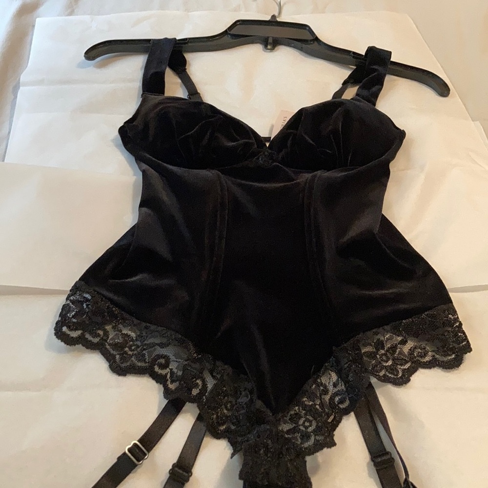 Victoria’s Secret Black Velvet Teddie & Garters